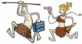 Zeichentrick von Caveman und Cavewoman