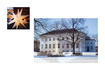 Photokollage: Weihnachtstern und SchlossMarkt