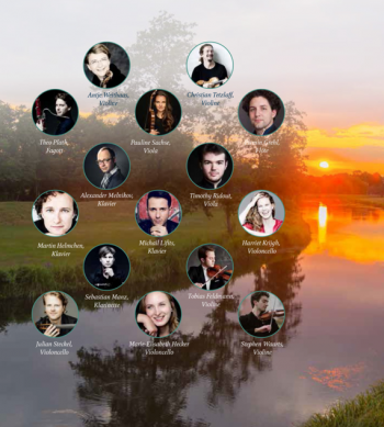 Photocollage von 15 KünstlerInnen des Kammermusikfestivals «Fliessen»