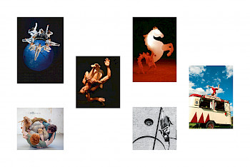 Photocollage von verschiedenen Performancen: Akrobatik, Tanz, ...