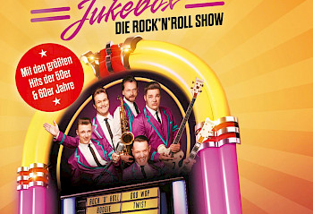 1 Poster: darauf steht «The Firebirds JUKEBOX - die Rock'n'Roll Show» und 5 Musiker von the Firebirds