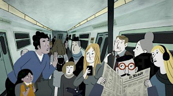 Animationsbild: In einem Tram sind die Leute nicht lieb zueinander