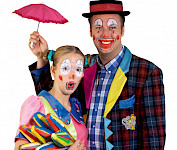 2 Clowns mit bunten Klamotten