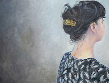 Eine Malerei: Eine Frau zeigt ihre Rücke